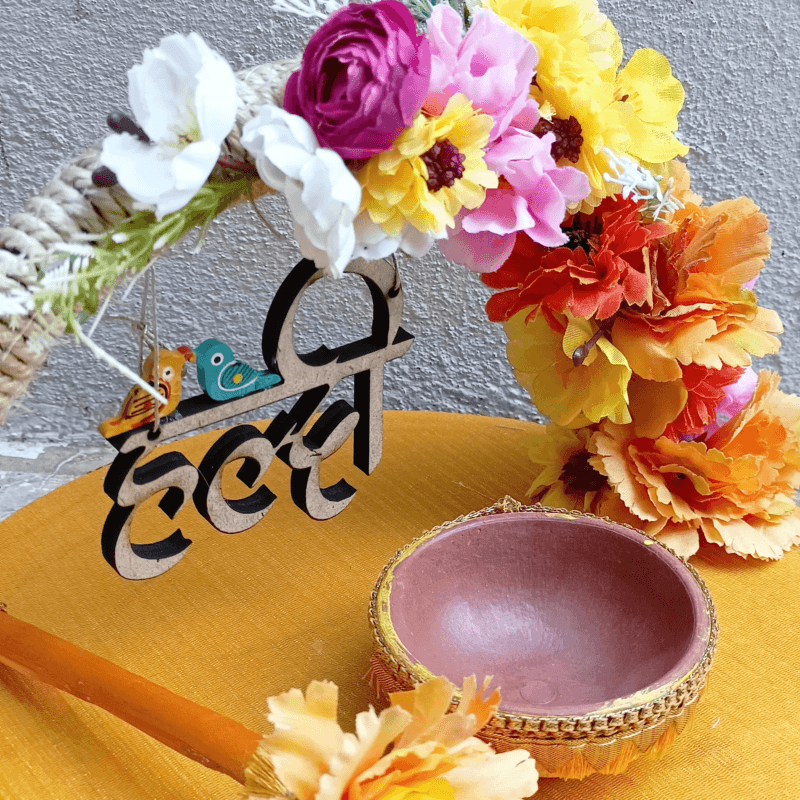 Haldi Ceremony Decorative Haldi Plate| Platter for Wedding Haldi Ceremony for Bride and Groom Haldi Mehndi Platter | Decoration Plate - Image 2