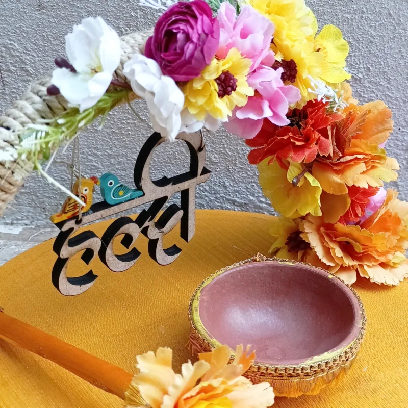 Haldi Ceremony Decorative Haldi Plate| Platter for Wedding Haldi Ceremony for Bride and Groom Haldi Mehndi Platter | Decoration Plate - Image 2