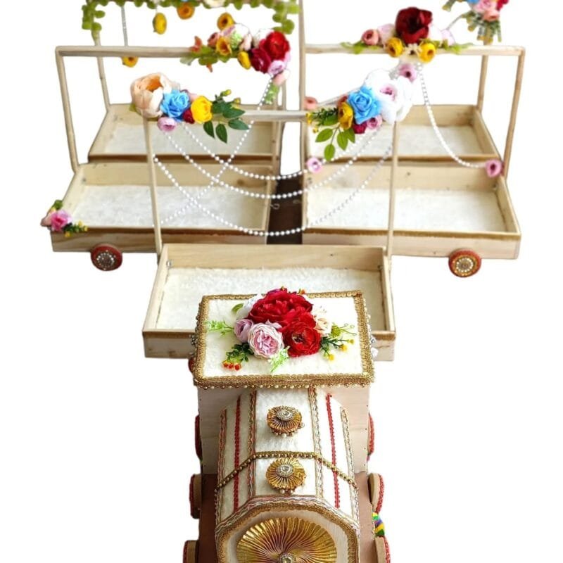 Medium wooden train 12x18 with decoration 4 trays + 1 engine - Image 5