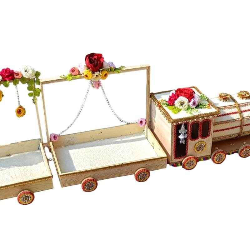 Medium wooden train 12x18 with decoration 4 trays + 1 engine - Image 4