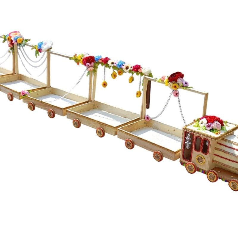 Medium wooden train 12x18 with decoration 4 trays + 1 engine - Image 3