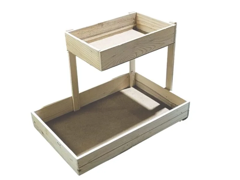 Pine wood Double decker wedding decore tray 12x18 inches big tray and small 12X8 inches