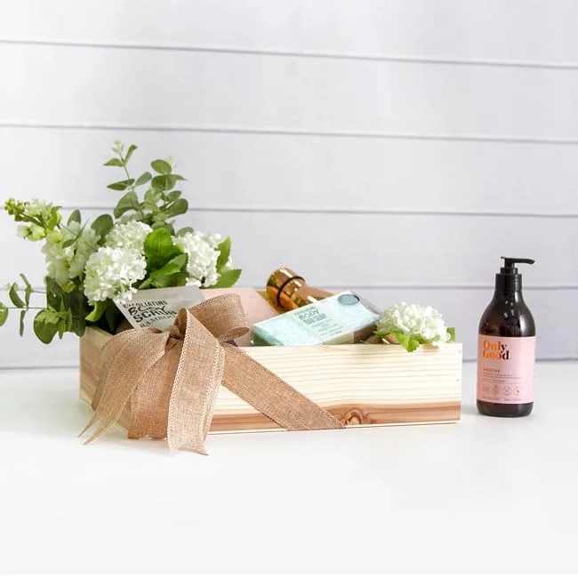 Fancy Pine Wood Gift Basket: Handmade,10x10x2 - Image 3