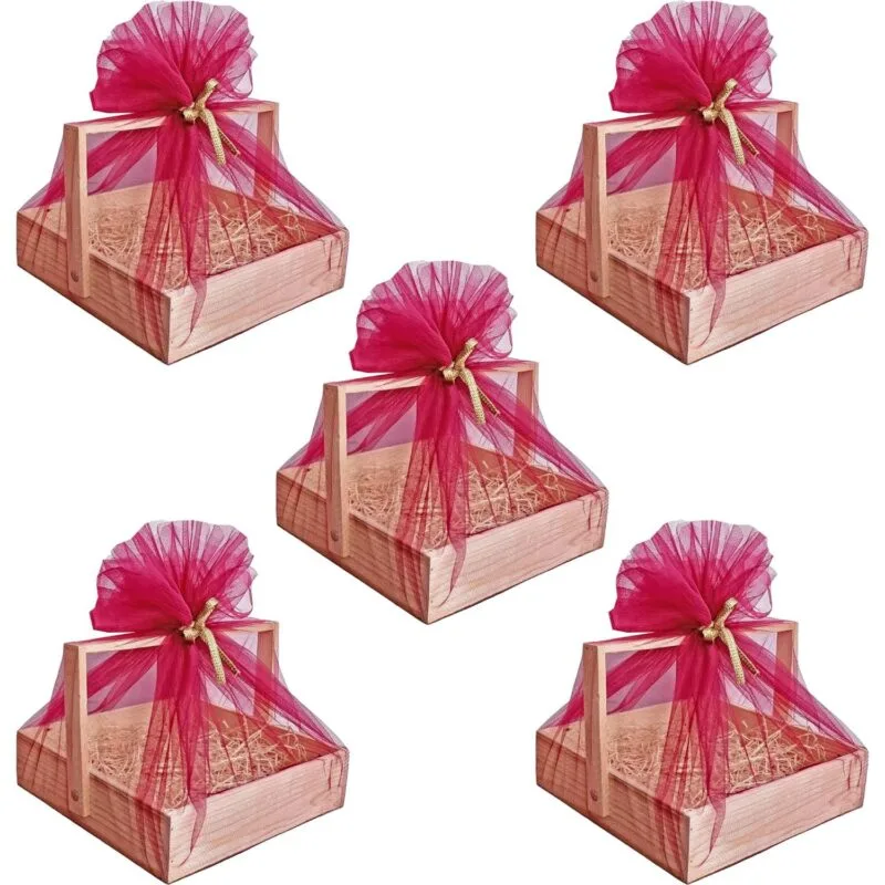 Pine Wood Handmade Gift Basket 10x10x2 inch-Pack of 5