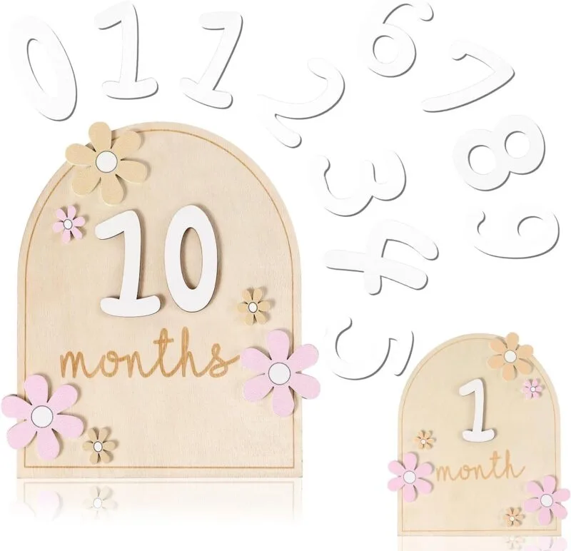 Baby Monthly Milestone Cards & Blocks (Set of 12)