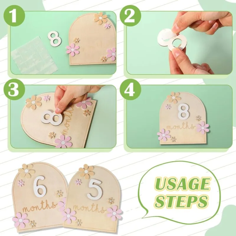 Baby Monthly Milestone Cards & Blocks (Set of 12) - Image 3
