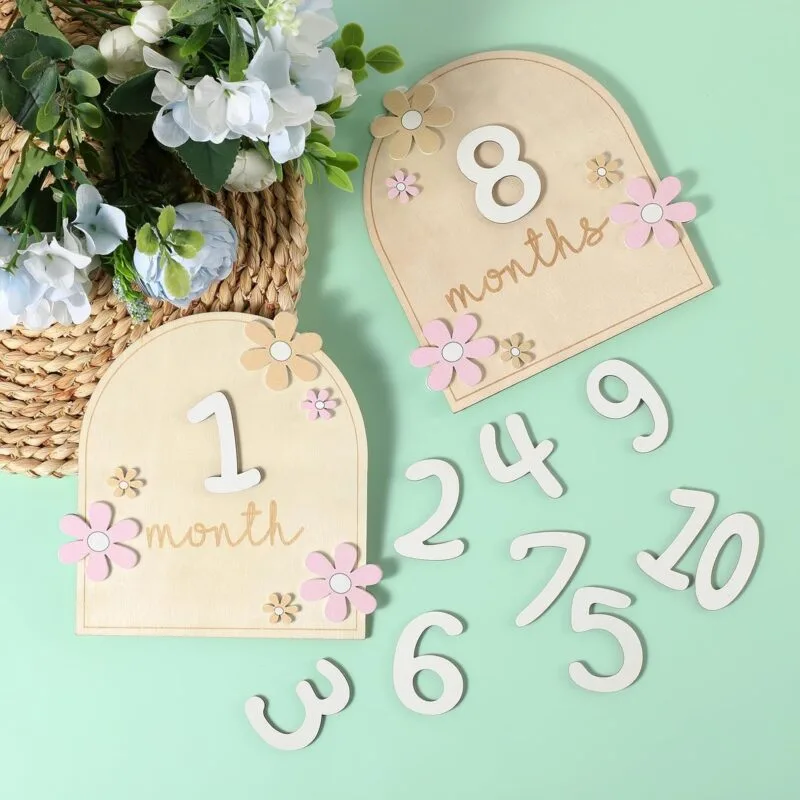 Baby Monthly Milestone Cards & Blocks (Set of 12) - Image 4