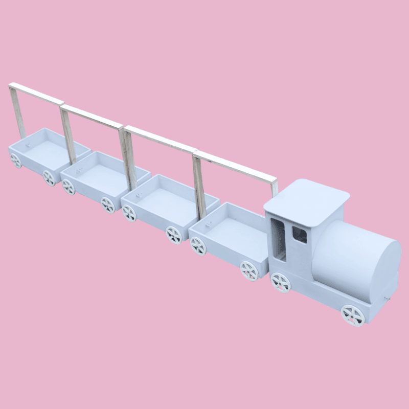 White Baby Hamper Large train for decoration coatches 4+1 Engine tray size 12x18 inches