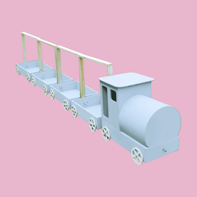 White Baby Hamper Large train for decoration coatches 4+1 Engine tray size 12x18 inches - Image 4