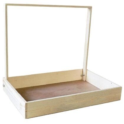 Trousseau Chhab Men's Suit and Ladies Cloth Packing Wooden Basket Hamper for Gift Decoration - Pine Wood Square Basket 12X18X2.5 Inch With Wooden Tray and Frame V2