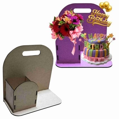 SiRiDecore Plain MDF cake hamper stand Gift Hamper Basket Box with Handle | 30x20x30 cm | Wooden Tray for Gifting, Cake Packaging, DIY Decor & Festive Hampers